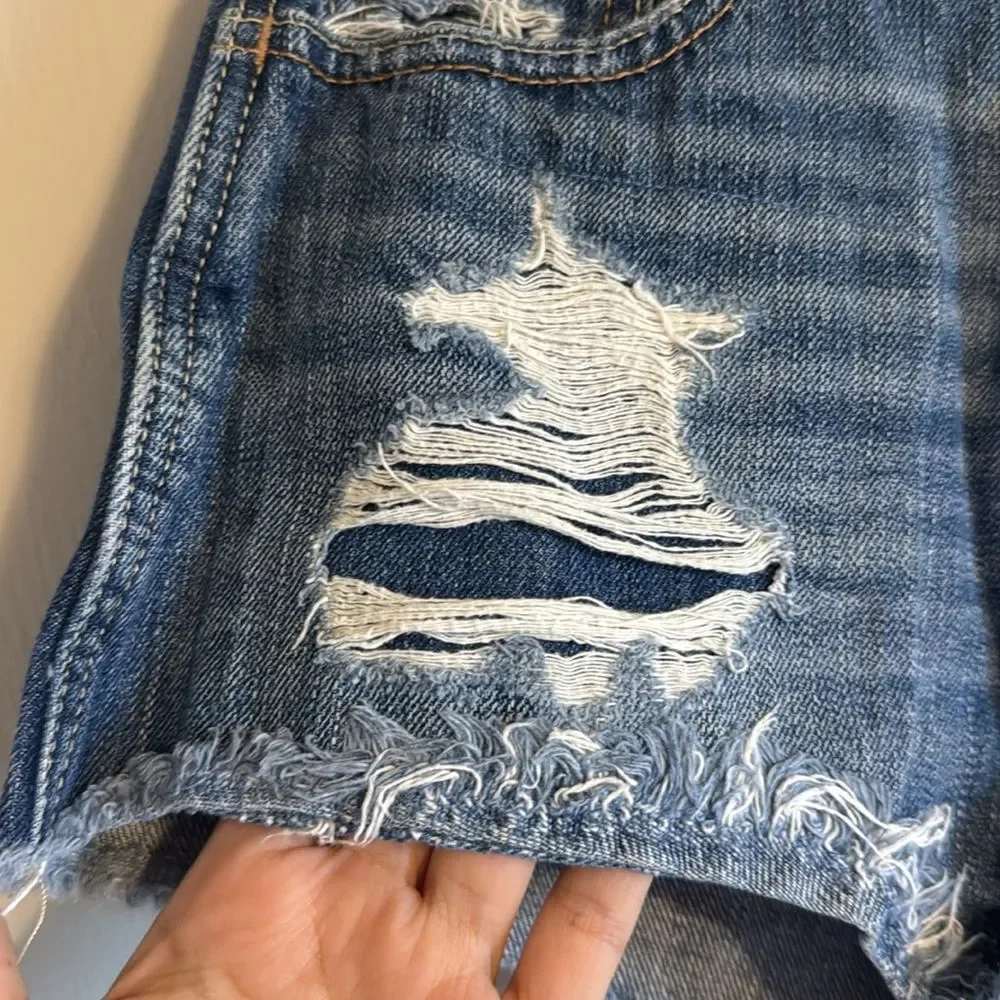 Hollister Y2K girly Distressed Blue Denim cutoff shorts size 25 spring‎ - Picture 2 of 9